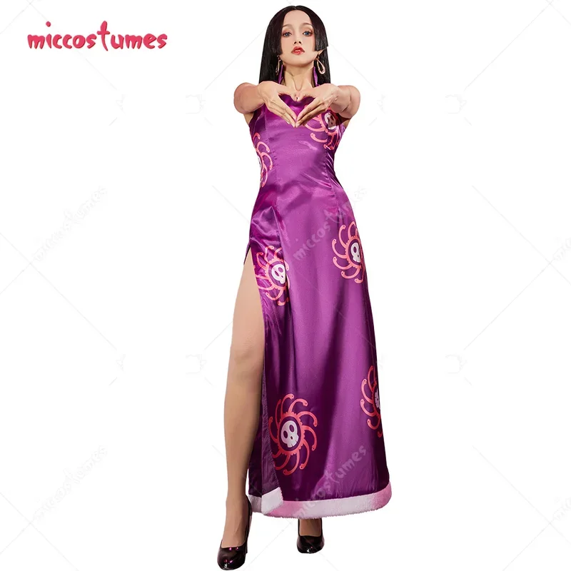 Miccostumes Women Snake Princess Cosplay Costume Long Sleeveless Slim Dress and Earrings