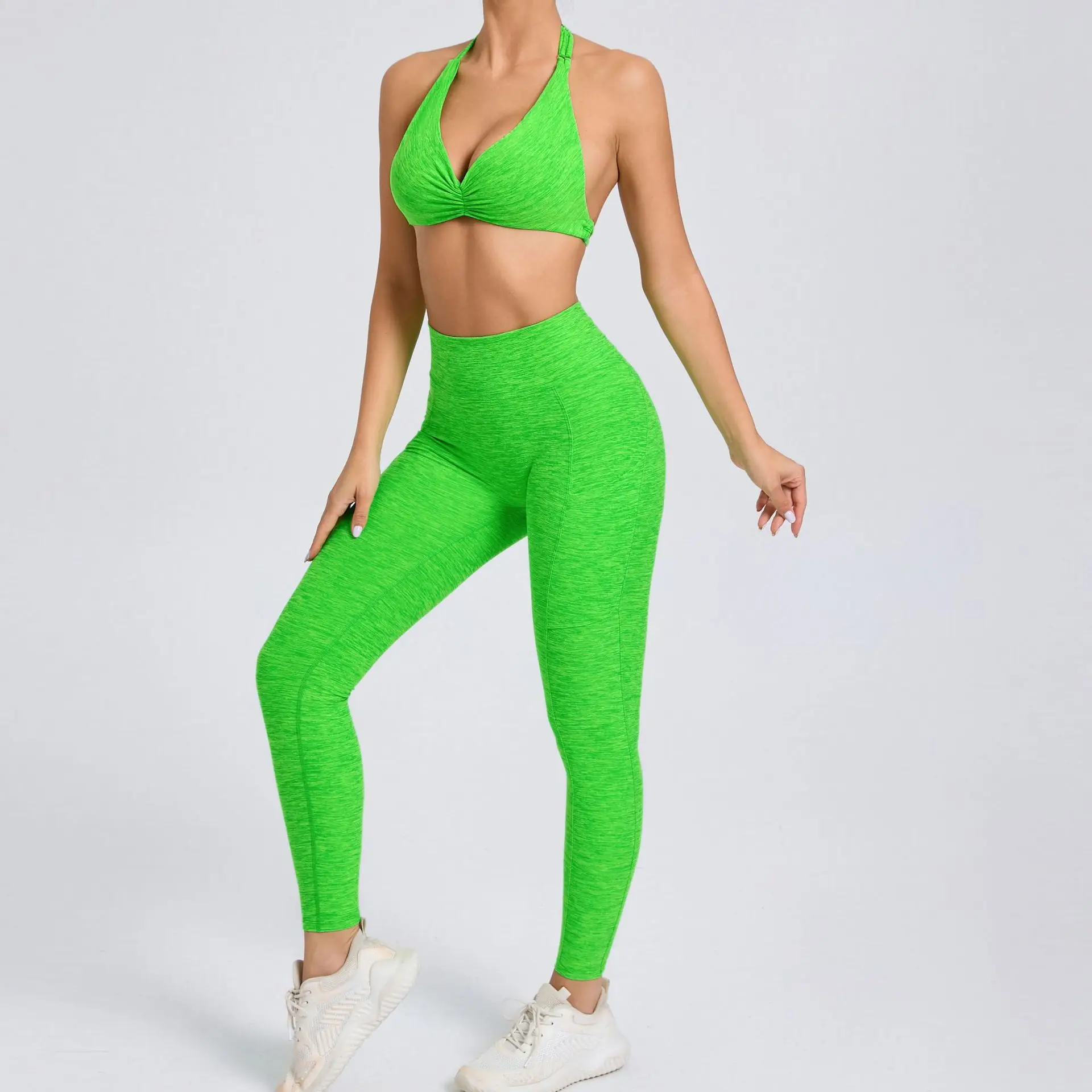 Sexy 2PCS Yoga Set Gym Suits with Shorts Crop Top Sports Bra Women Tracksuit Shorts 2 Pieces Running Clothing Fitness Clothing image 5