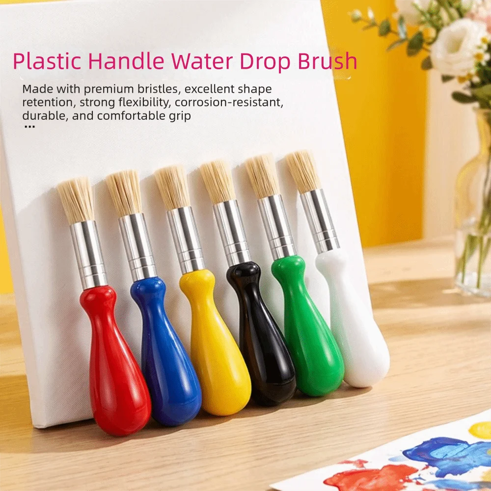4/6 Pcs Ergonomic Painting Brushes Plastic Handle Water-Drop Handles Watercolor Brushes Vibrant Color Comfortable Grip