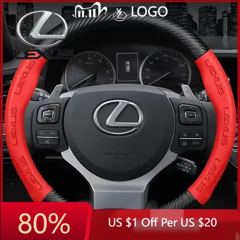 

2026 Hot Interior Stickers Car Carbon Fiber Steering Wheel Cover For Lexus F Sport ES200 ES300 RX300 LS500h GS300 IS300 CT200h