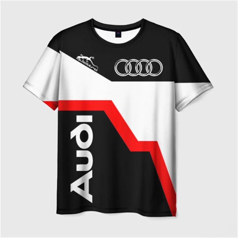 New Audi Racing T-shirt Audi RS Logo 3D Printed Men's T-shirt Oversized Fashion Short Sleeve Outdoor Sports Quick-drying T-shirt