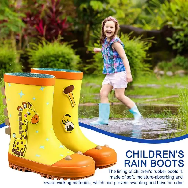 Children's Rain Boots 1 Pair Waterproof Cartoon Shoes KidsRain Boots Outdoor Anti-Slip Sole Mud Rain Shoes Adorable For Picnic