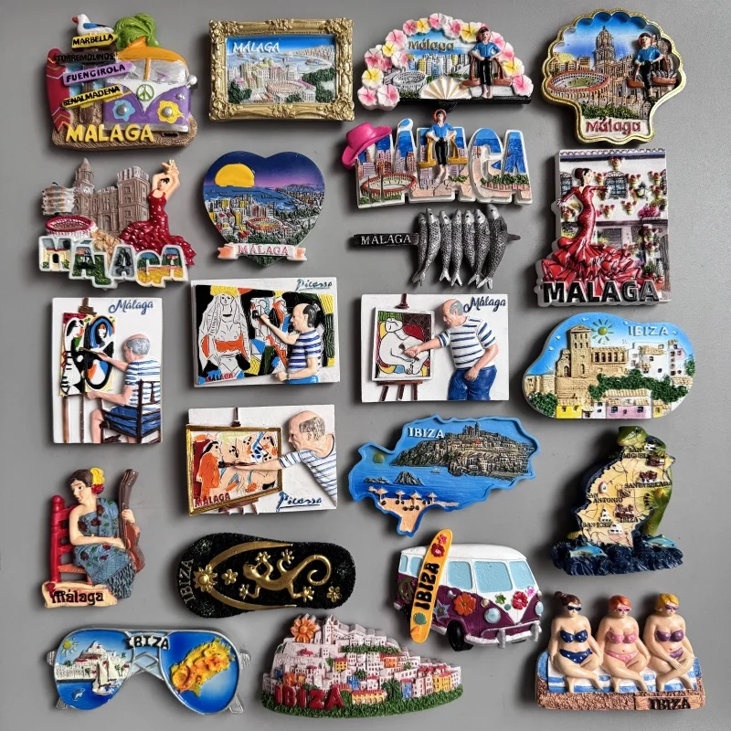Malaga ibiza espanha adesivo magnético espanhol turista geladeira adesivo coleção lembrança geladeira decoração presentes