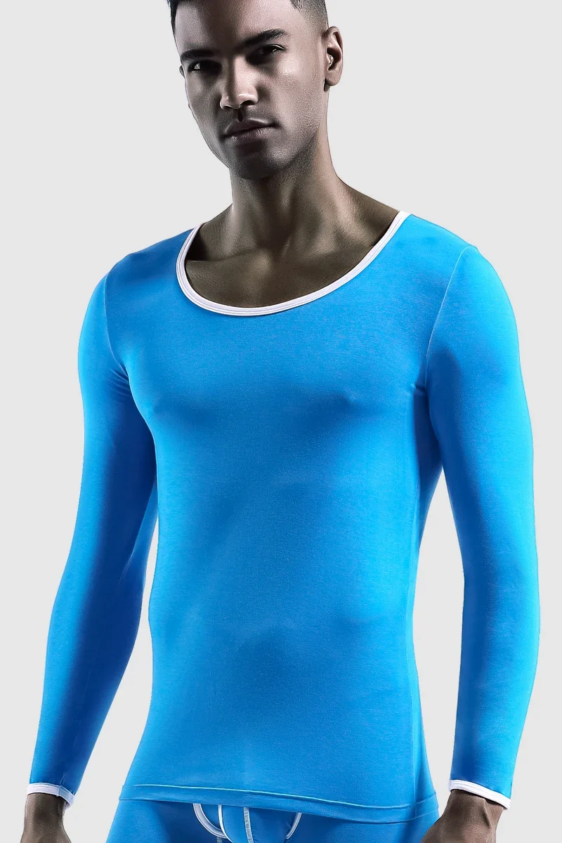 

5 шт. Мужское термобелье из модала с круглым вырезом, облегающее, тонкое, с низким воротом, для ношения под одеждой