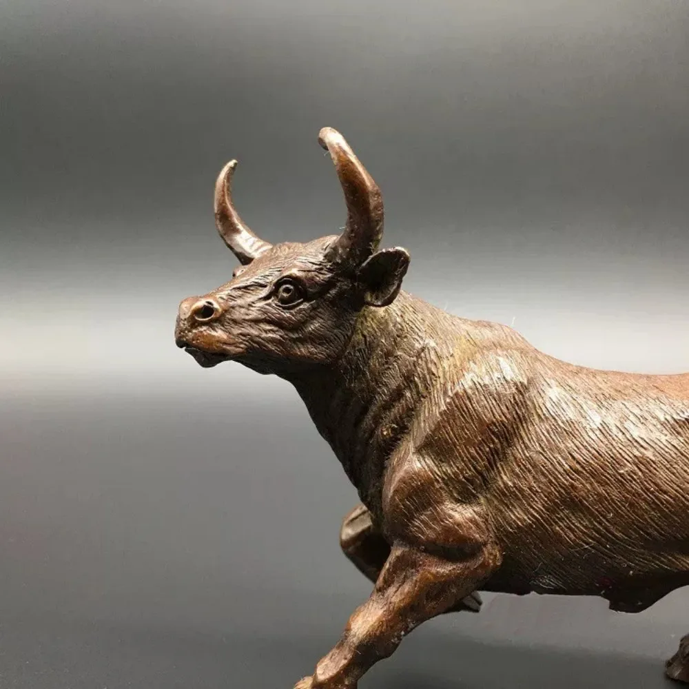 Solid Brass Zodiac Ox Bull Calf Tea Pet Soaring Spirit Home Desk Decor Gift