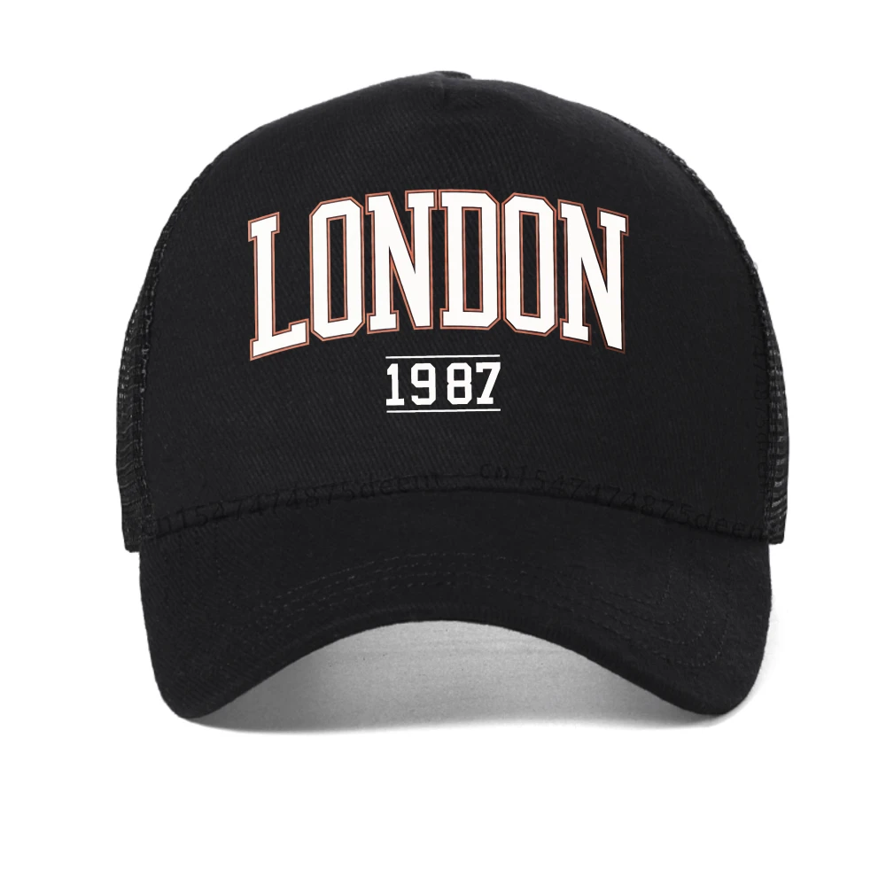 

Men's London 1987 Vintage baseball cap Print Men Women Sport cap fashion Casual outdoor mesh snapback hat adjustable trucker hat