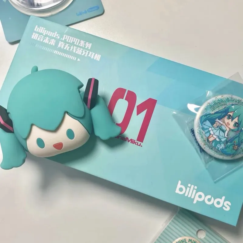 Hatsune Miku Anime Cartoon Wireless Bluetooth Headphones Set Cute Silicone Protective Cover Semi-in-ear Girls Gift Cute Gifts