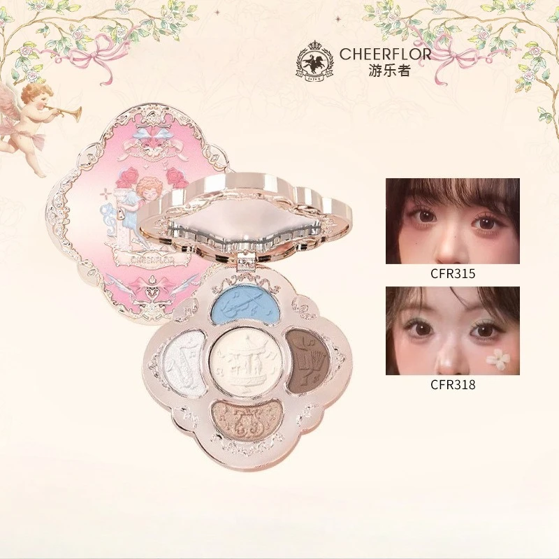 Cheerflor 5Color Eyeshadow Palette, Shimmer Glitter Pigmented Earth Tone Eyeshadow, Matte & Sparkly Multi‑Finish Eye Makeup