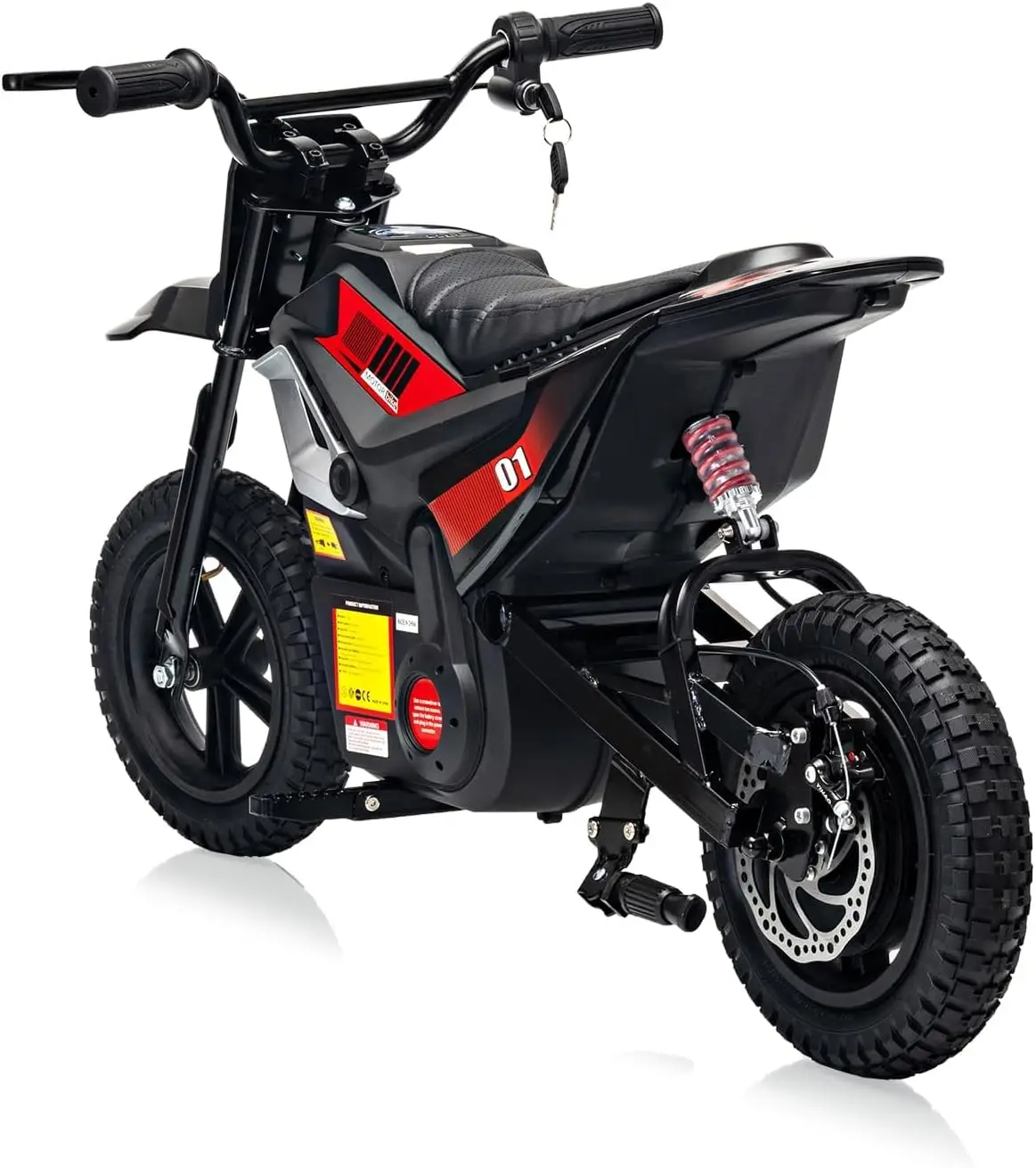 Bici da cross elettrica da 24 V, moto elettrica per bambini da 350 W, fino a 14 MPH e massimo 130 libbre con avvio a chiave, impugnatura dell'acceleratore, freno posteriore manuale