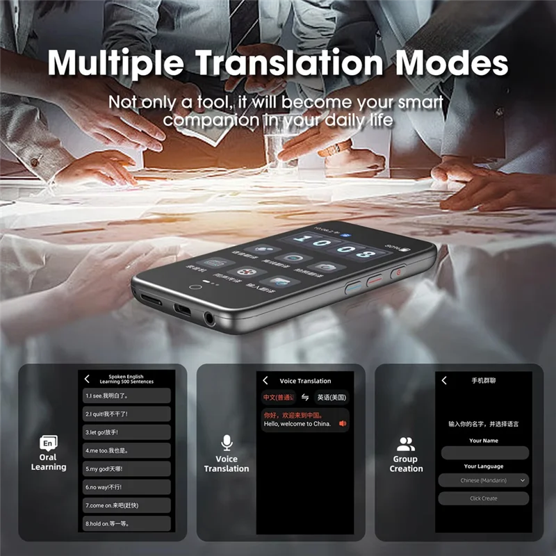 New-D5 Protable Languages Translation Wifi 142 Language Photo Audio Offline Online Real-Time Smart AI Translator Vioce