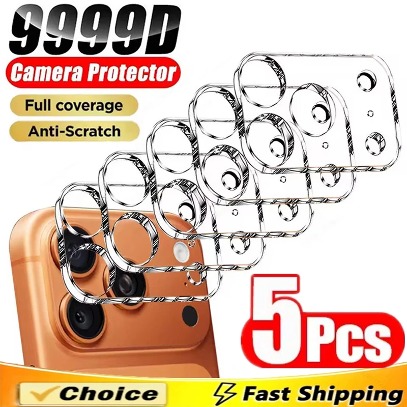 5Pcs Full Cover Camera Lens Protector for IPhone 17 16 15 11 12 13 14 Pro Max Mini Protective Glass for IPhone Air 14 15 16 Plus