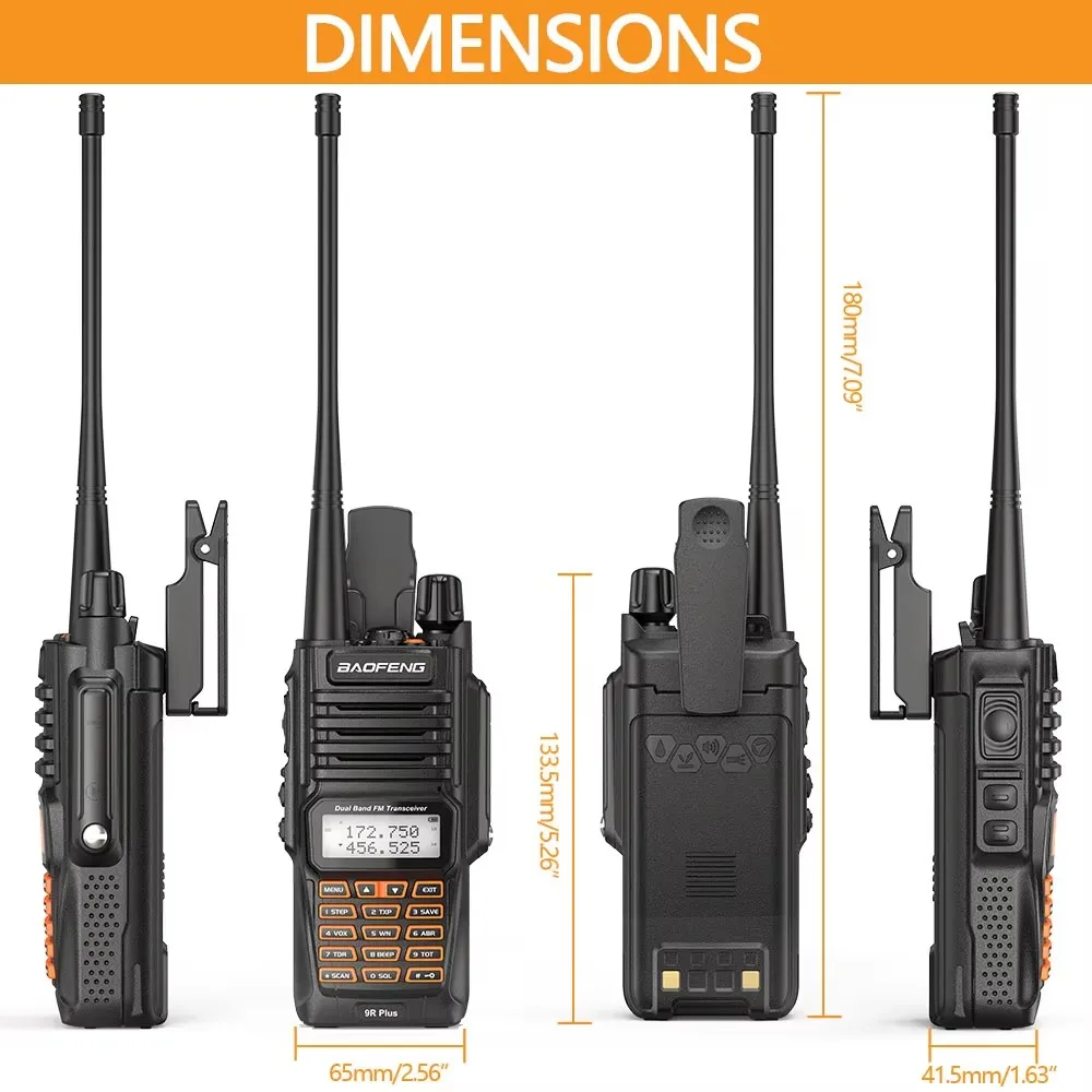 Baofeng UV-9R Plus Walkie Talkie IP68 Waterproof Dual Band 10KM Long Range Portable VHF/UHF Transceiver CB Hunting Ham Radio image 3