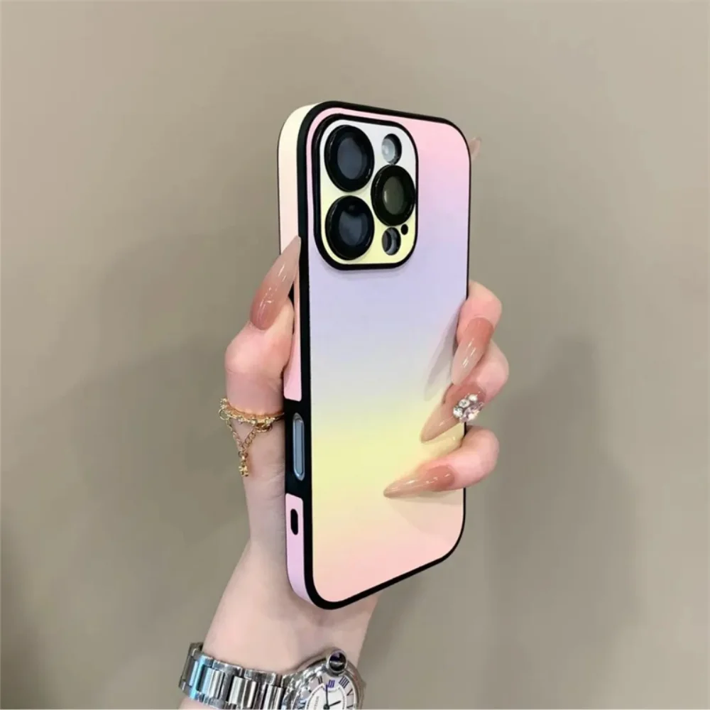 

Все включено, пленка для объектива, градиентный кожаный узор, подходит для iPhone 16, креативный чехол для телефона iPhone 15, роскошный роскошный чехол