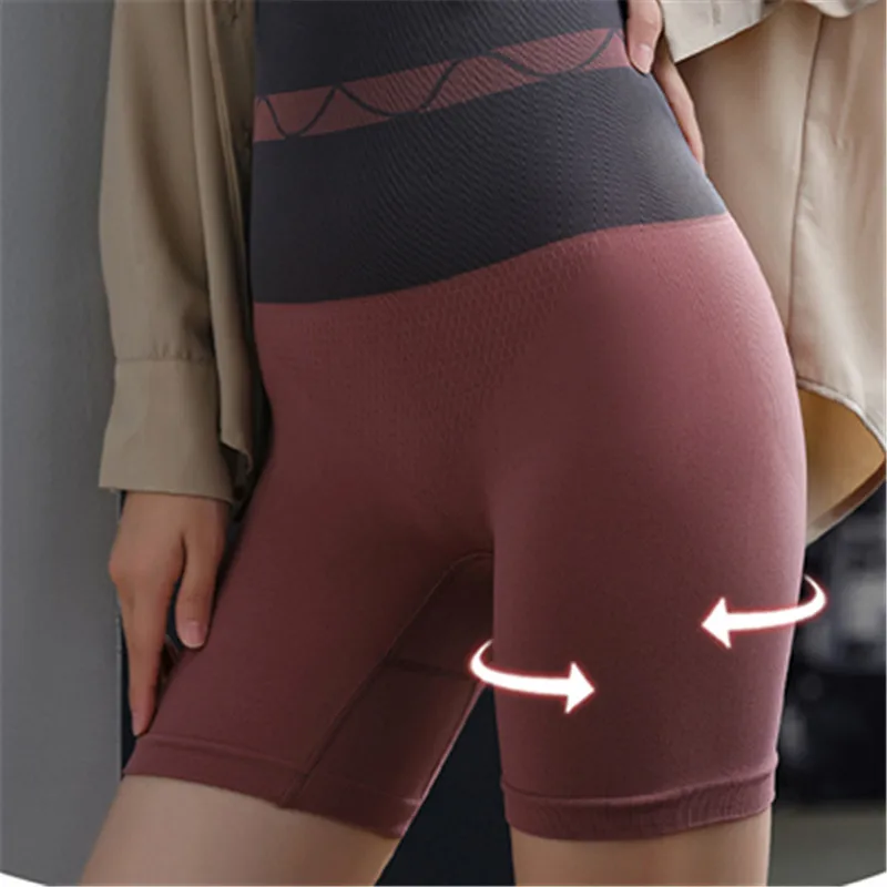 OWEQ High Waist Wide Stripe Slimming Boxer Briefs Compression Butt Lifter Control Shapewear Bodybuilding Underwear For Women