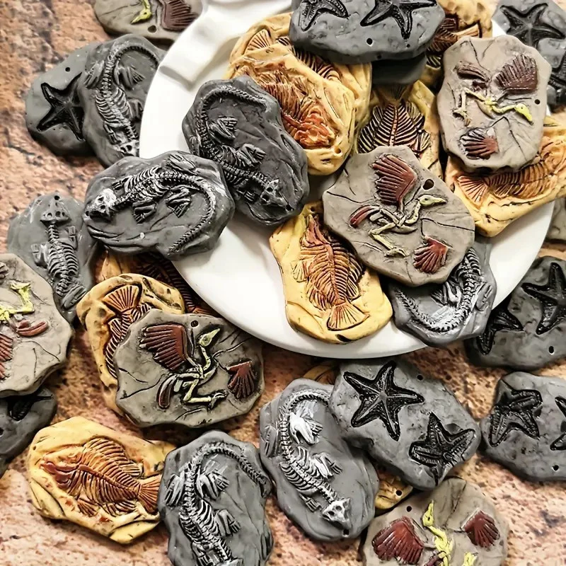 Juego de Mini modelo fósil de dinosaurio, estatuas de resina Vintage, diseño de pájaro y pez, micropaisaje, adorno para casa de muñecas, juguete artesanal, 4/5/8 Uds.