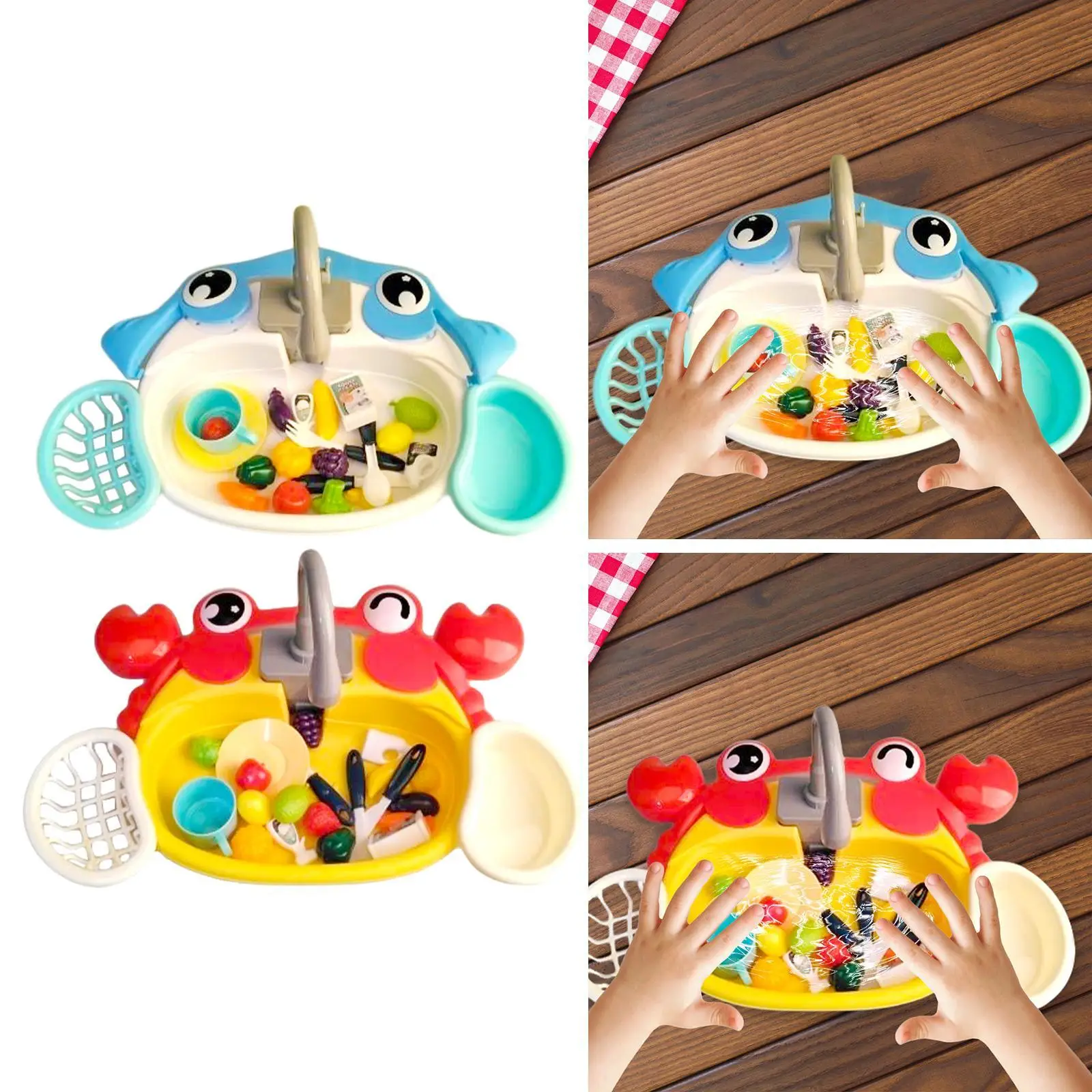 Kitchen Sink Toys Role Playing Game with Running Water 20Pcs Kitchen Accessories