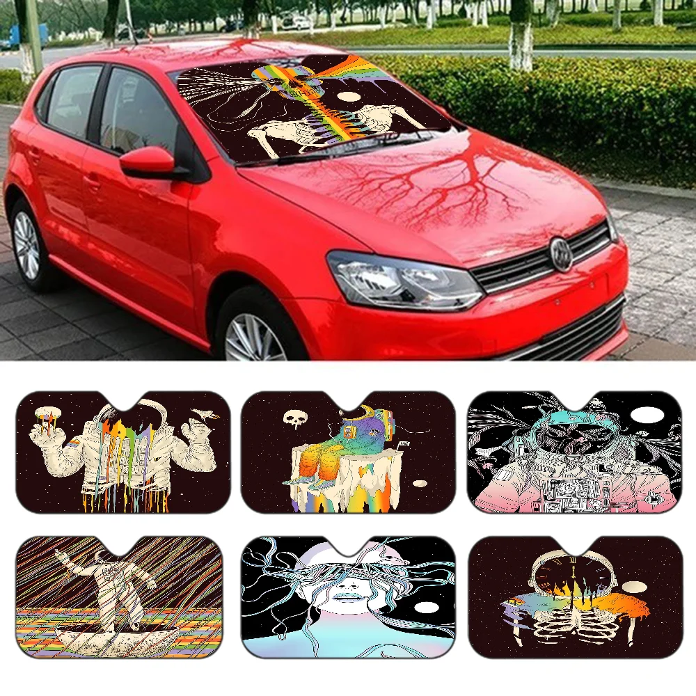 

Astronaut and Rainbow Car Sun Shades Cover Anti-UV Protection Car Window Sunshades Foldable Windshield Sunshade Accessories