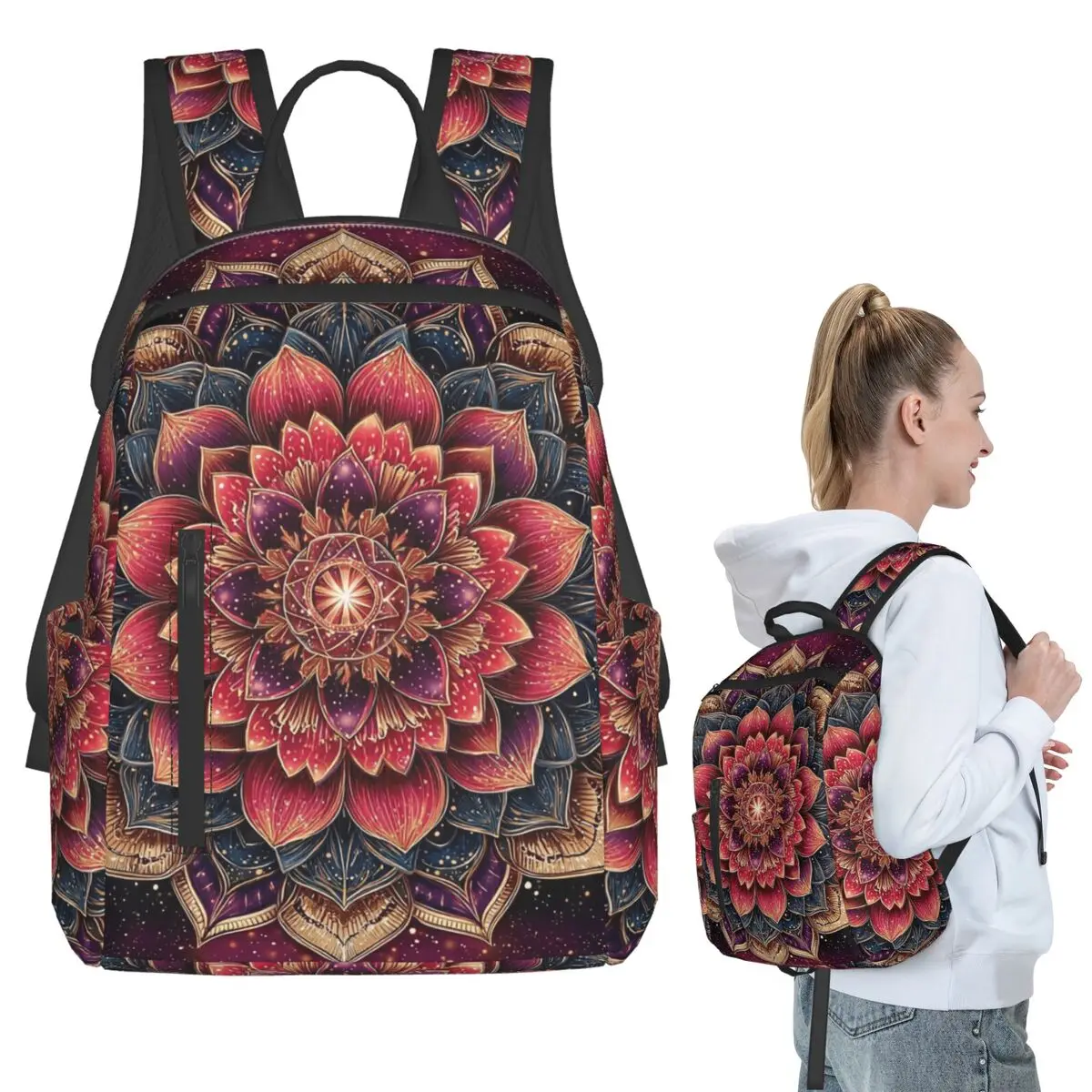 

Mandala Bohemia Backpack Student BookBag Kids School Bag Computer Shoulder Bags Men Women