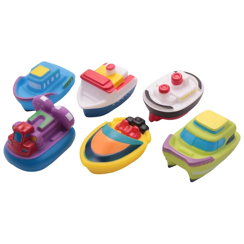 

HOT-6Pc Bath Toys Floating Bath Boat Toys Baby Soft Bath Time Toys Bathtub Pool Water Toys And Soft Bath Toys For Toddlers