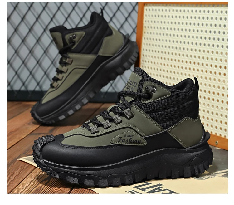 Herren-Outdoor-Wanderschuhe mit Farbblockdesign, bequemem Futter, flexibler, rutschfester, gezahnter Außensohle, hervorragendem Halt, geeignet für Outdoor-Wanderungen, Freizeitaktivitäten, Bergsteigen und Camping. – Detail 23