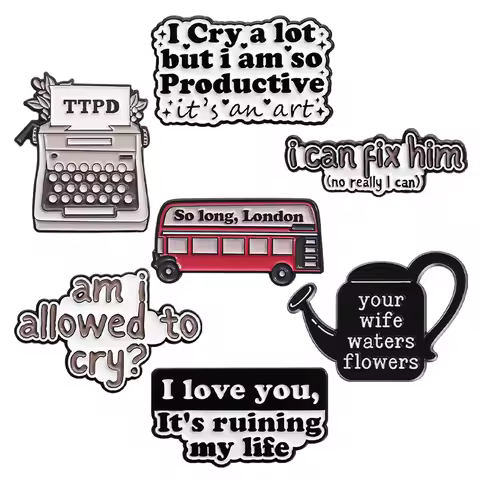 Pop Music Singer Enamel Pin So Long London Bus Typewriter Brooches Bag Collar Badges Fashion Jewelry Gift for Fans Friends