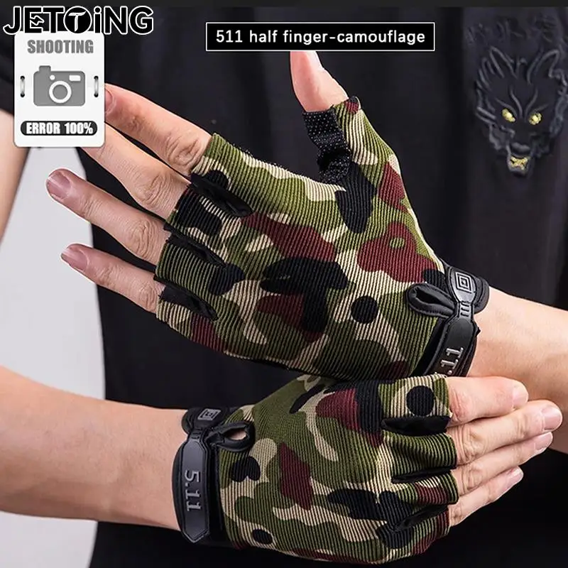 Shooting Fingerless Gloves Half Finger Men Tactical Gloves Anti-Slip Outdoor Sports Bicycle Riding Fitness Gloves