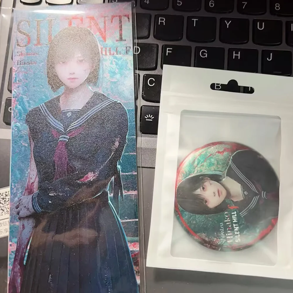 Game SILENT HILL f Shimizu Hinako Cosplay Laser Ticket Badge Metal Brooch Collectible Pins Halloween Party Art Paper Props