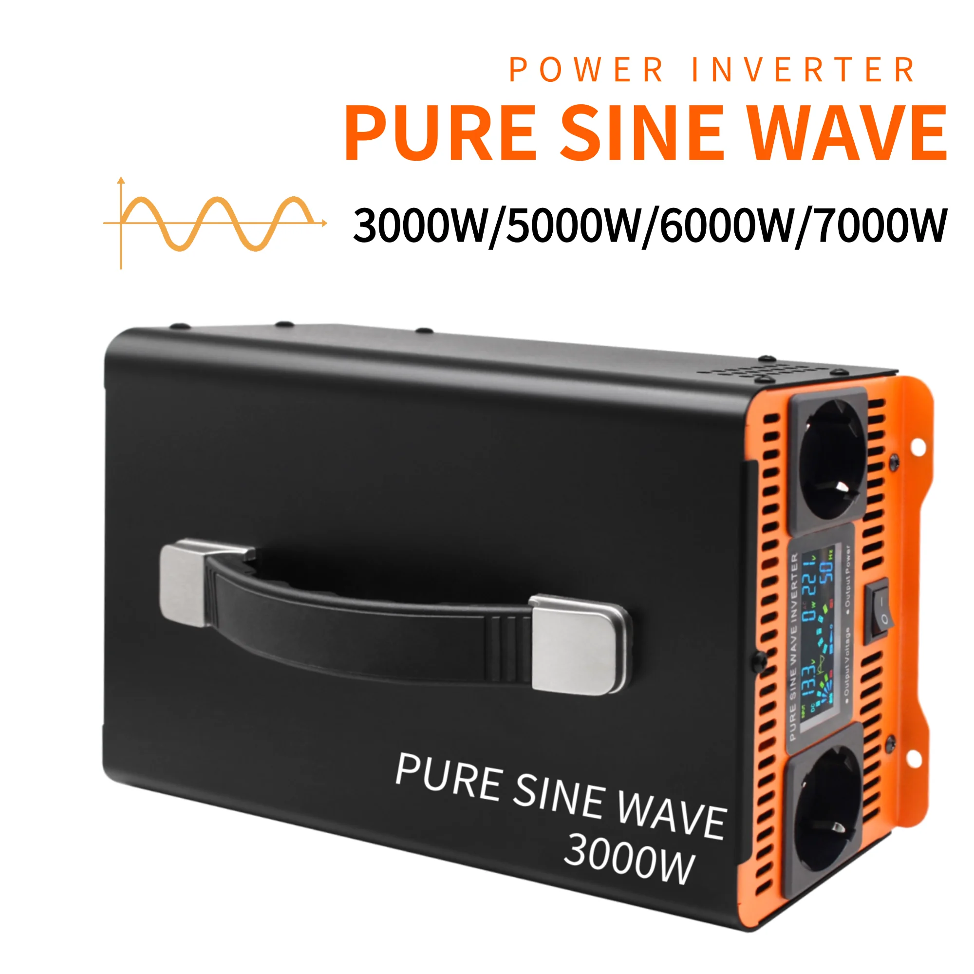 

Pure Sine Wave Inverter 3000 Watt Power Inverter DC 12V to AC220V Car Inverter, with USB Port, LCD Display, for RV Truck Car