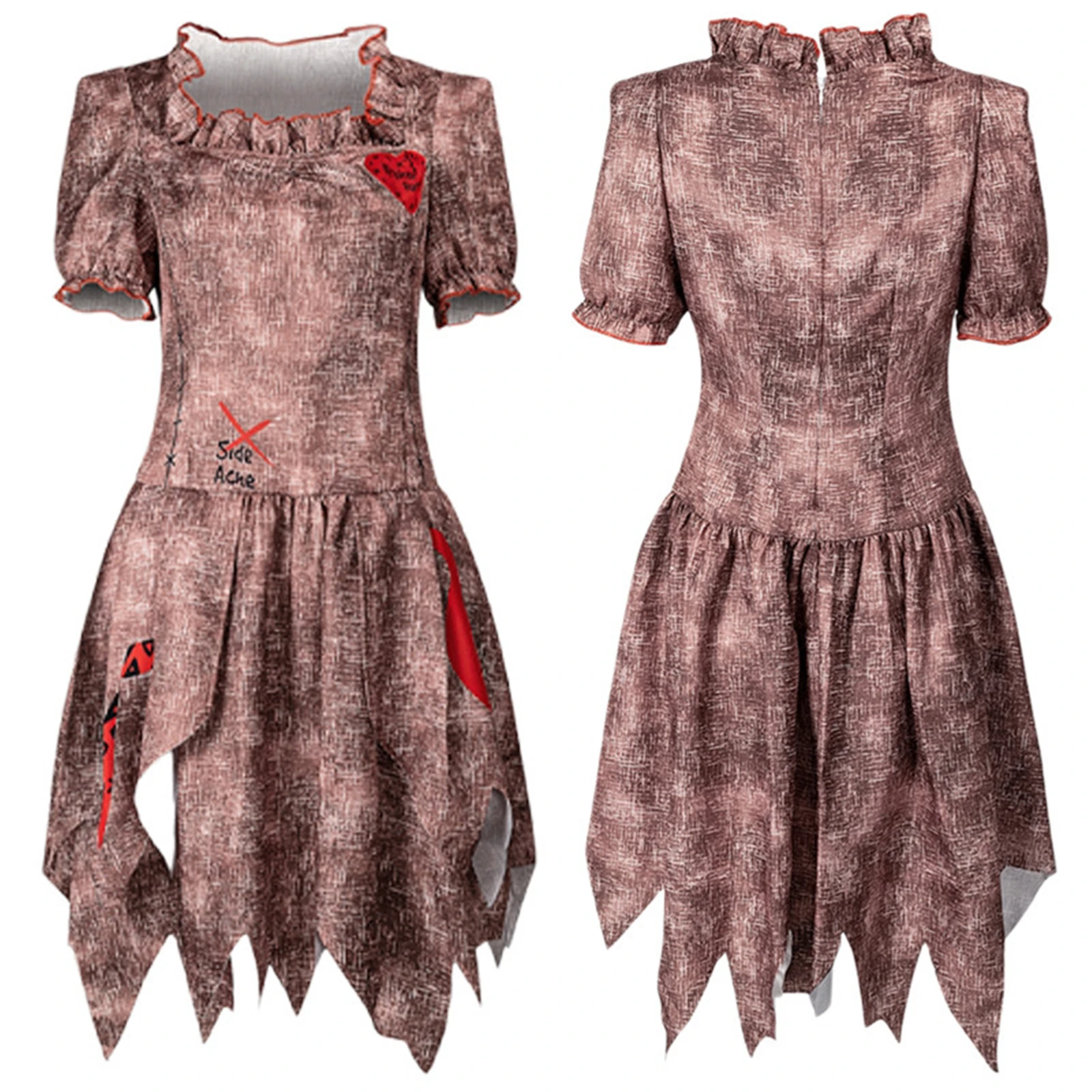 Disfraz de muñeca de terror, vestido de novia de terror, disfraz de Halloween, conjunto de payaso malvado, juego de rol gótico de terror para mujer, traje de fiesta de sirvienta zombi