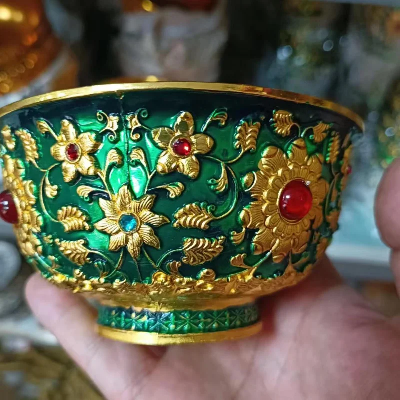 Made in Years of Qian Long Emperor of Qing Dynasty Cloisonne Flower Blooming Rich Copper Gilded Bowl Early Home Decoration Antiq