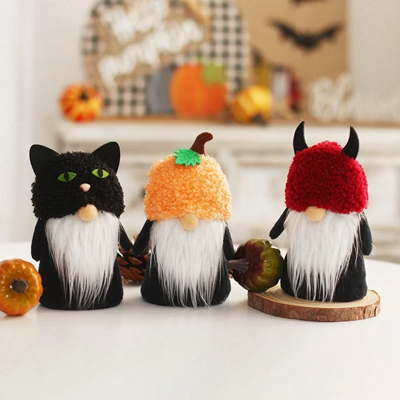 Thanksgiving Gnomes Plush Decoration, 3 PCS Cute Harvest Gift Pumpkin Dolls Swedish Faceless Fall Autumn Home Decor Easy Install