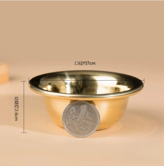 1 brass water supply bowl, household entrance desktop 7cm holy water cup