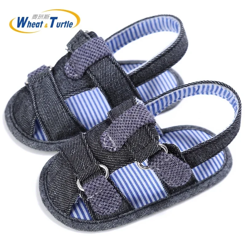 Mother Kids Baby Shoes First Walkers Metal Rings Strap Patchwork Soft Cotton Sole Canvas Summer  For Newborn Infant Boys