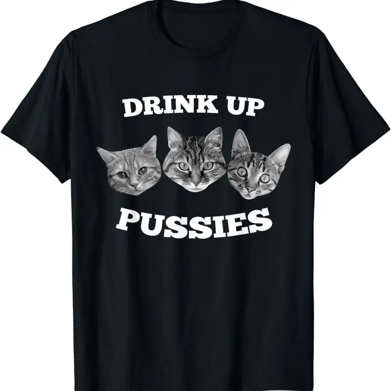 

Новая ограниченная футболка Drink Up Pussies с забавным котом, сделанная в США