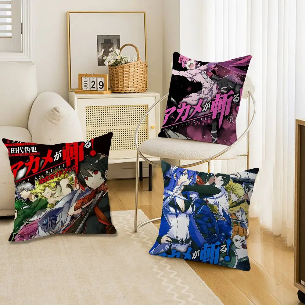 A-Akame Ga Kill Cartoon Anime Cushion Cover Car Throw Pillow Case For Sofa Car Christmas Gift 40x40cm 45x45cm