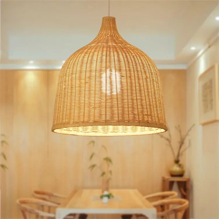 Imagem -03 - Rattan Luzes Pingente Sala de Jantar Deco Restaurante Lâmpada do Teto Suspensão Bambu Abajur Chandelie Pendurado Lâmpada de Vime 26cm