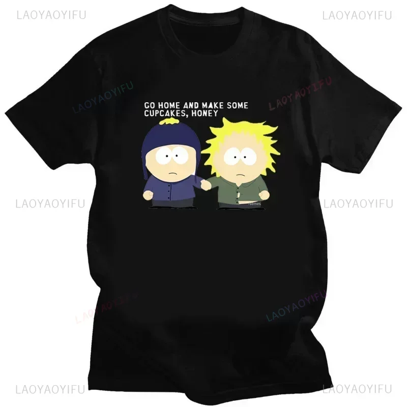 Funny Printed T-shirt Cartoon Eat My Ass S-South Park Anime Men Summer Vintage Humor T Shirt Women Kawaii Comics Clothes