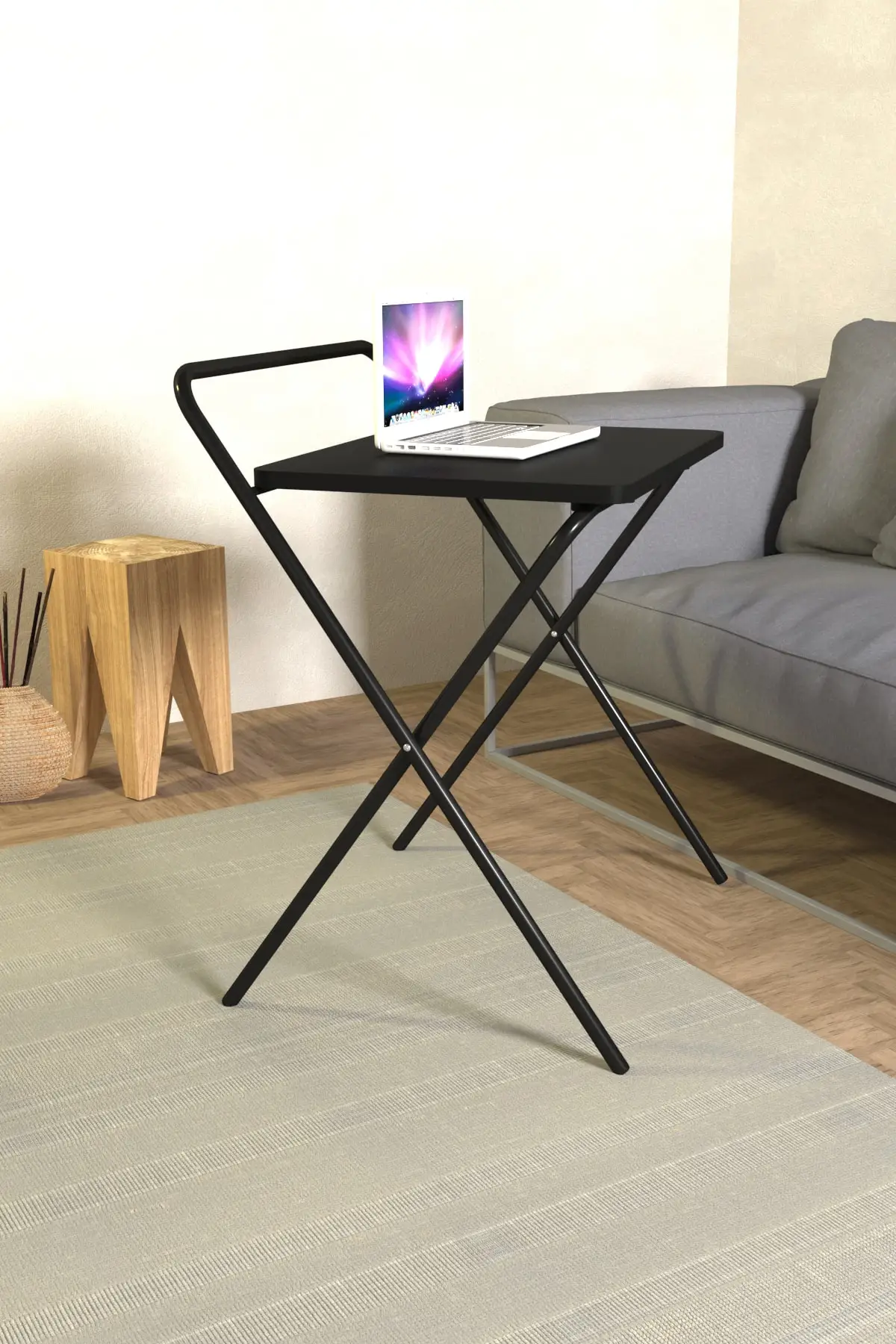 Laptop Table Folding Work Table Seat Stand 52x41 Cm Table-Black