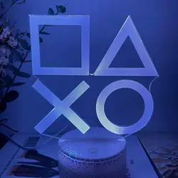 Dla Playstation Logo 3D lampka nocna do pokoju gier zestaw do dekoracji oświetlenia na stole lampka do gry na prezent przy łóżku dla dzieci