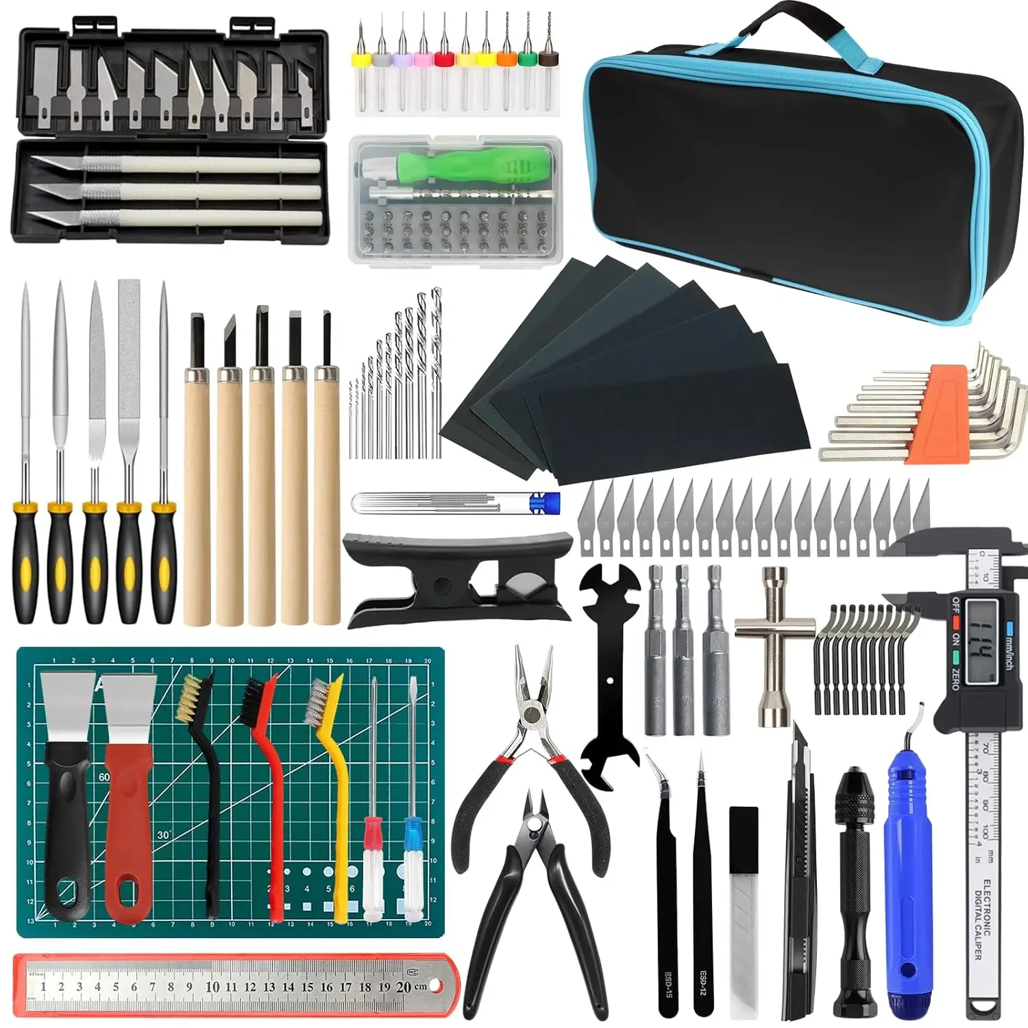 176 PCS 3D Printing Tool Kit with Nozzle Cleaner, Deburring Tool, Digital Caliper for Model Measuring and Finishing