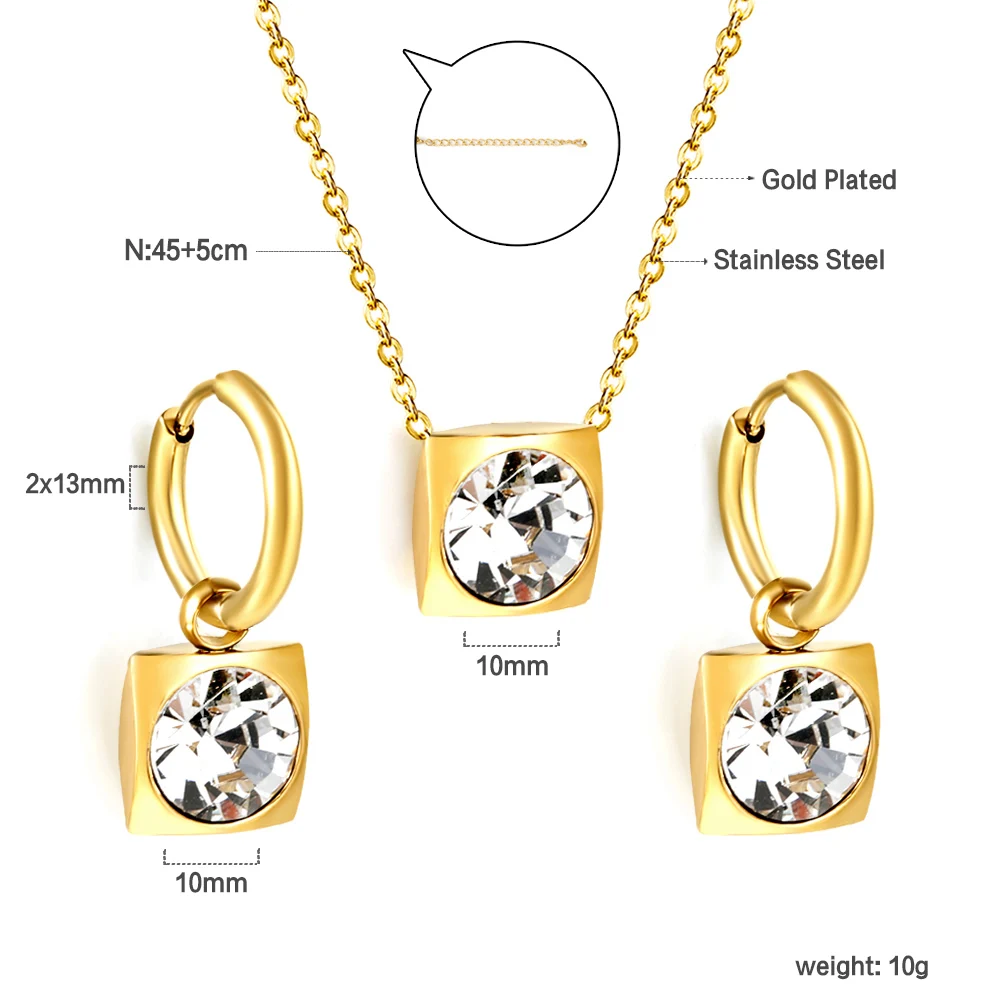 Platz Mehrere Farbe Kristall Anhänger Halskette Ohrringe Set Edelstahl Schmuck Set 2 Stücke Für Frauen Party Geschenke Kostenloser Versand