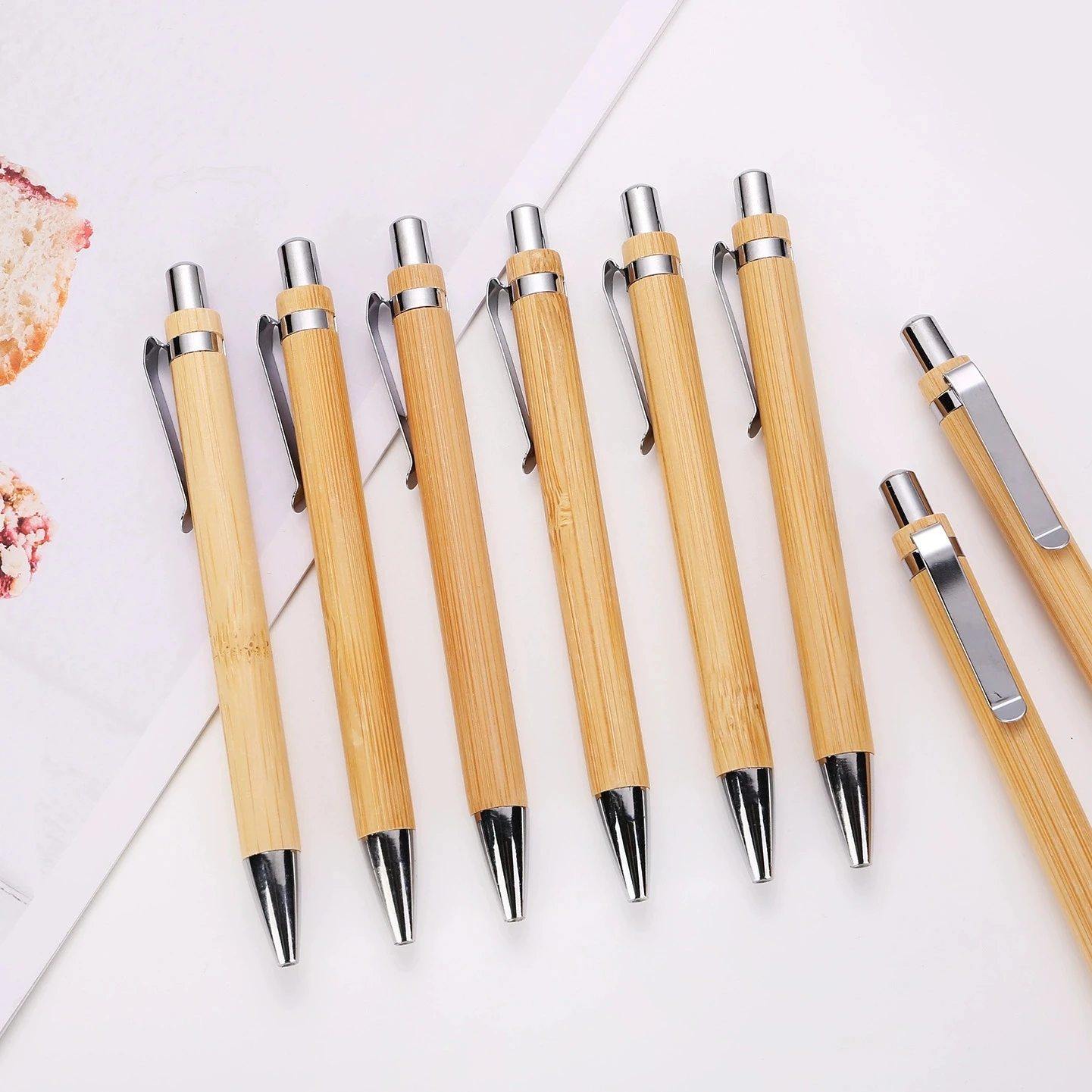 3/5Pcs Retractable Wooden Ballpoint Pens Set,0.7mm Black Ink,Smooth‑Writing for Journaling Note‑Taking School Office Stationery