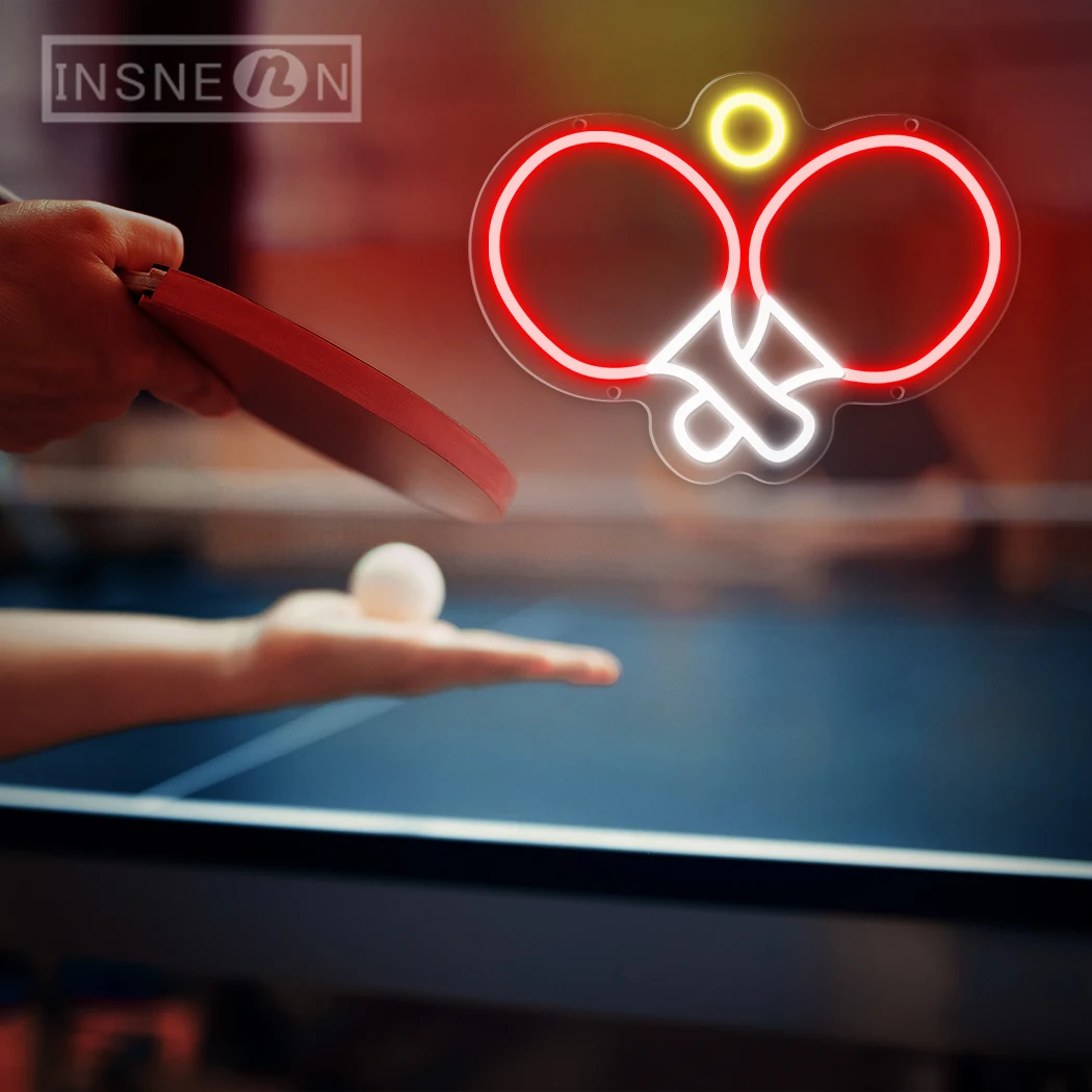 Insegne al neon da ping pong Insegna commerciale a LED per luci al neon per la decorazione della parete della stanza della gioventù del club di ping pong della palestra dello stadio