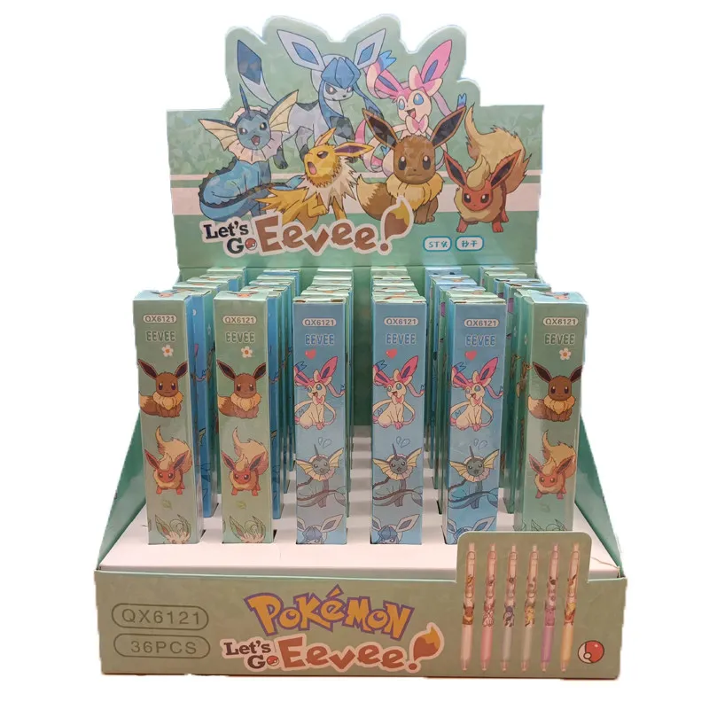 6 stücke Pokemon Gel Stifte Nette Eeveelution 0,5mm Schwarz Stift Blind Box Student Kawaii Schreibwaren Schule Liefert Überraschung Geschenke