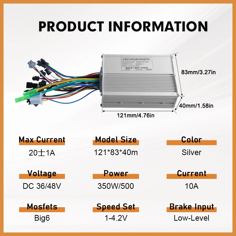 electric Bike 36/48V 20A 3 Mode Sine Wave Controller SM Plug with LCD S866 Display for 350/500W Electric Bicycle Conversion Kit