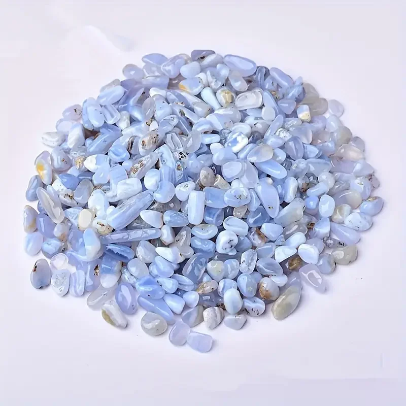 Blue Chalcedony Tumbled Stones, 2oz - Polished Crystal Gravel for Succulents, Vase Fillers & Terrariums