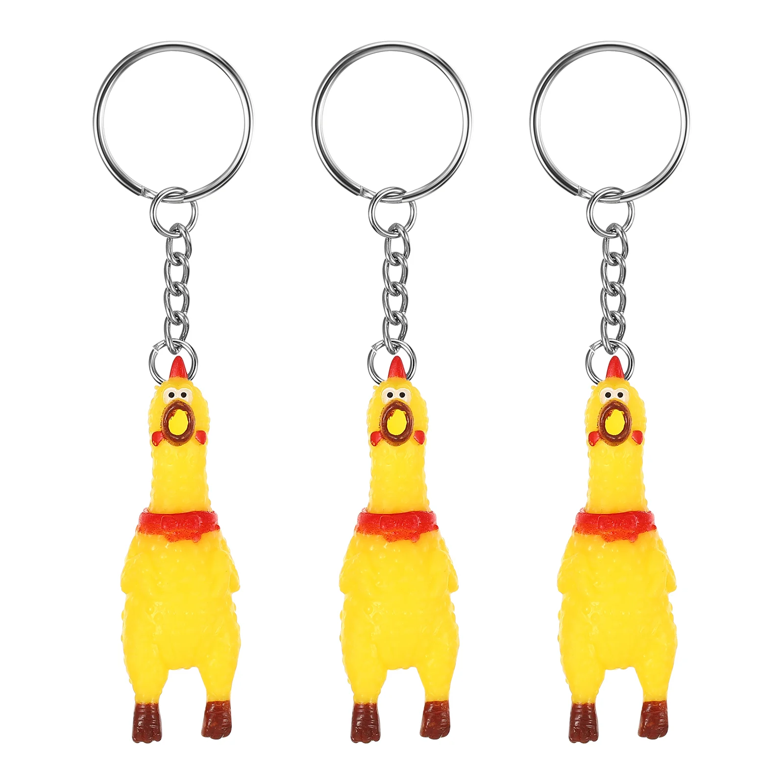 3 Pcs Party Favors Chicken Toy Pendant Key Chain Charms Shrilling Keychain Screaming