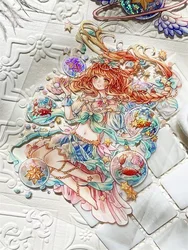 1 Loop Lovely Fairy Girls Mermaid Shiny PET Tapes DIY Decor Card Making Scrapbooking Journal Material Plan Sticker Sample