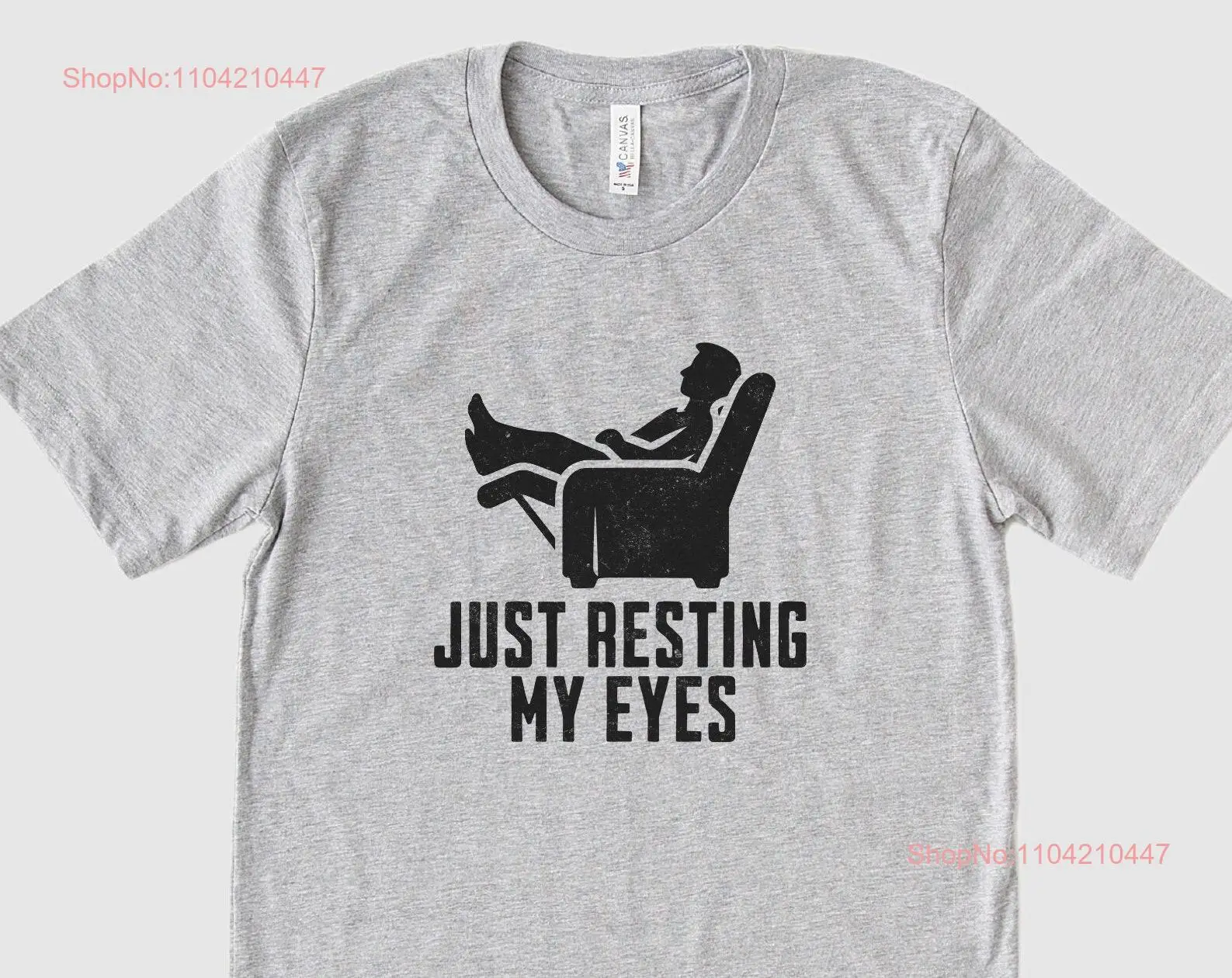 Sadece Gözlerimi Dinlenme Recliner Baba T Shirt Komik Erkek Babalar Günü Şekerleme Şampiyonu uzun veya kısa kollu