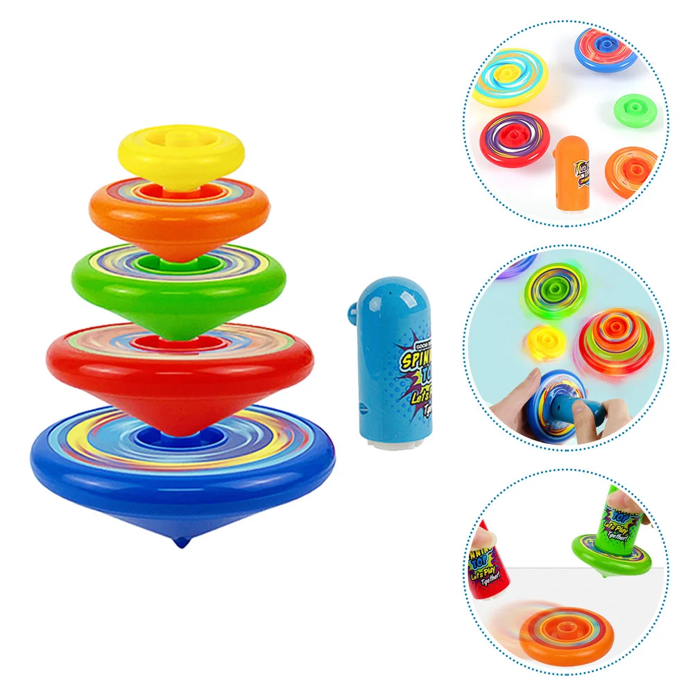 

Stackable Stacked Top Child Kids Toy Fly Plastic Manual Rotating Tops